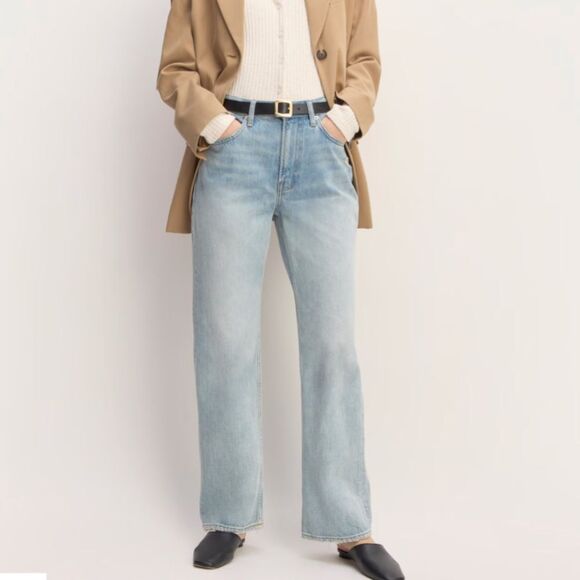Everlane Blue Straight Leg Jeans High Waisted - Picture 1 of 8